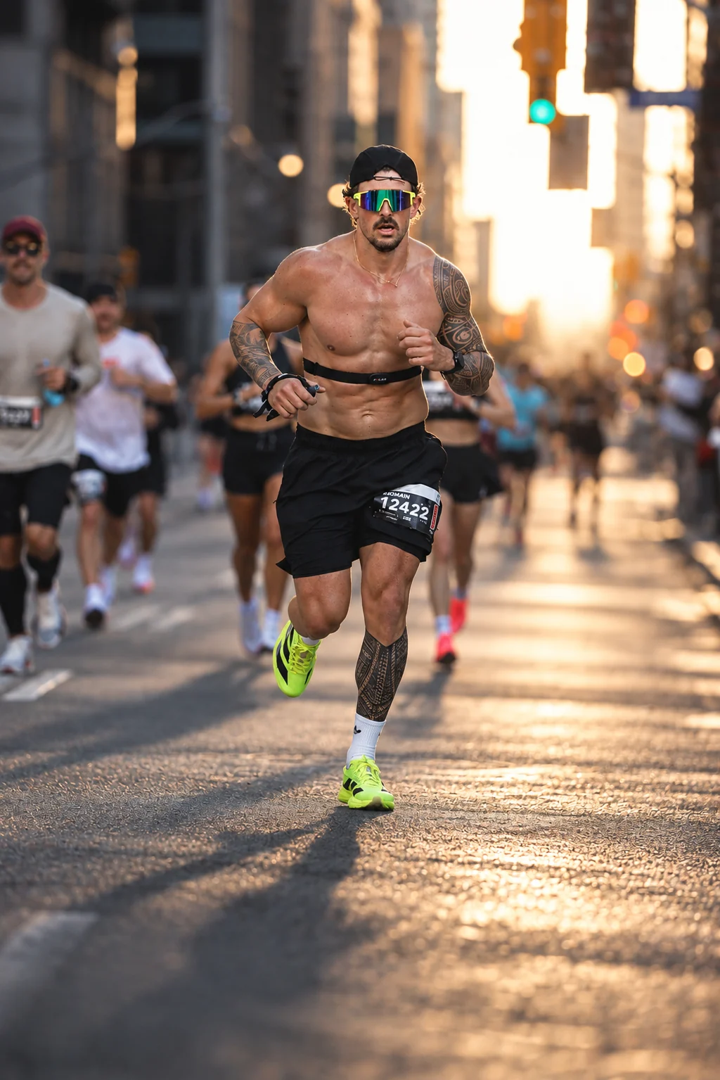 Romain running through the streets of Toronto during a race